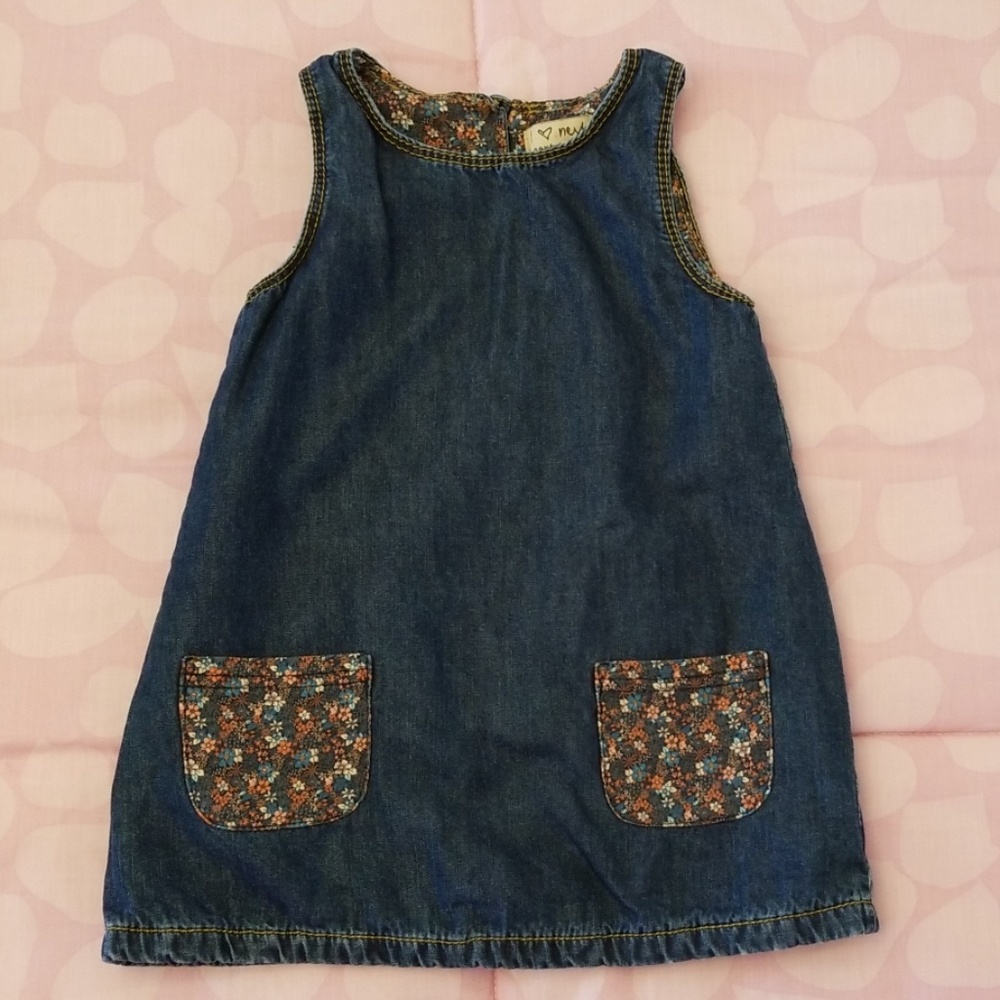 next Baby Girl Denim Pinafore/Jumper with Pockets